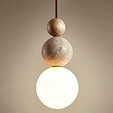 MODEBHD Modern Indoor Pendant Light Natural Stone Spherical Hanging Light Frosted White Glass Suspension Pendant Lamp for Bed