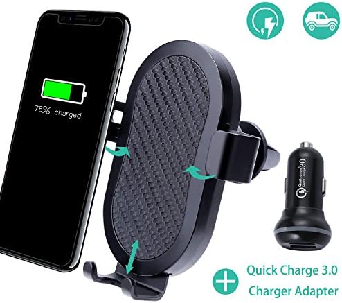 Fast Wireless Car Charger Mount,Foretoo Quick Charge 3.0 + 2.4A Smart IC Dual USB Car Charger Adapter for Iphone X,Iphone8/8PLUS,Samsung Galaxy S8 plus/S8/S7/S7 Edge Note