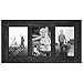 Americanflat Hinged 4x6 Triple Picture Frame with 3 Photo Openings and Polished Glass - Distressed Wood Collage Picture Frames for Tabletop and Wall Display - Hampton Collection - Charcoal Black