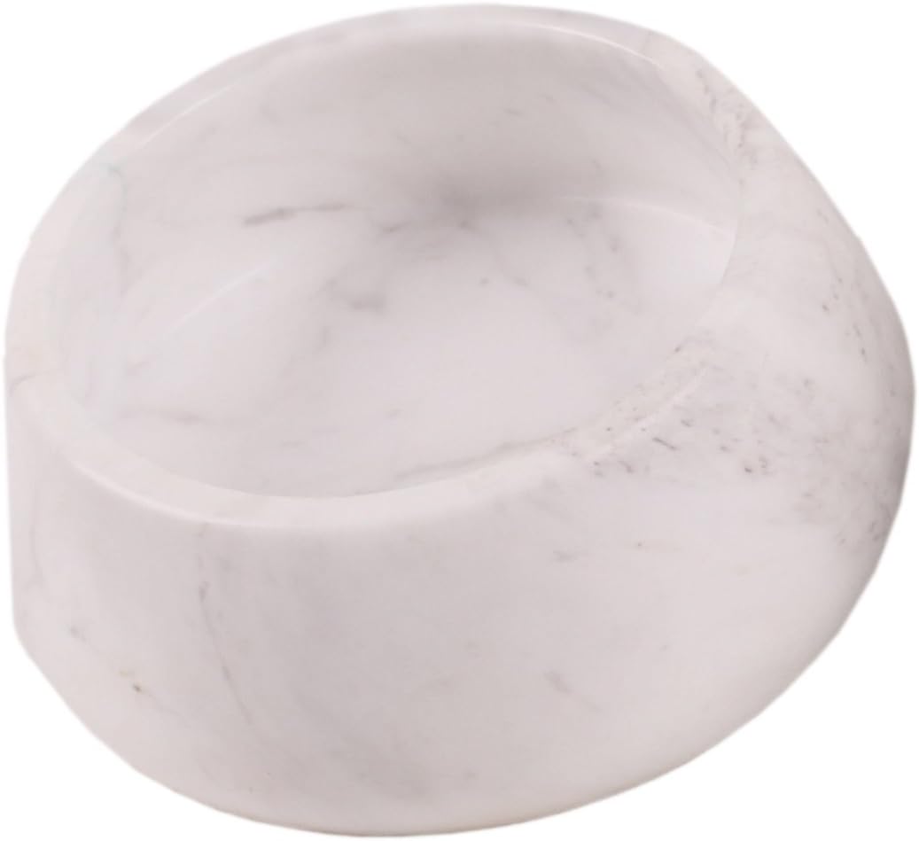 Elegant Shell Decorative Bowl Marble White Oblique as a Fruit Bowl or Salad Bowl, White, 17 cm