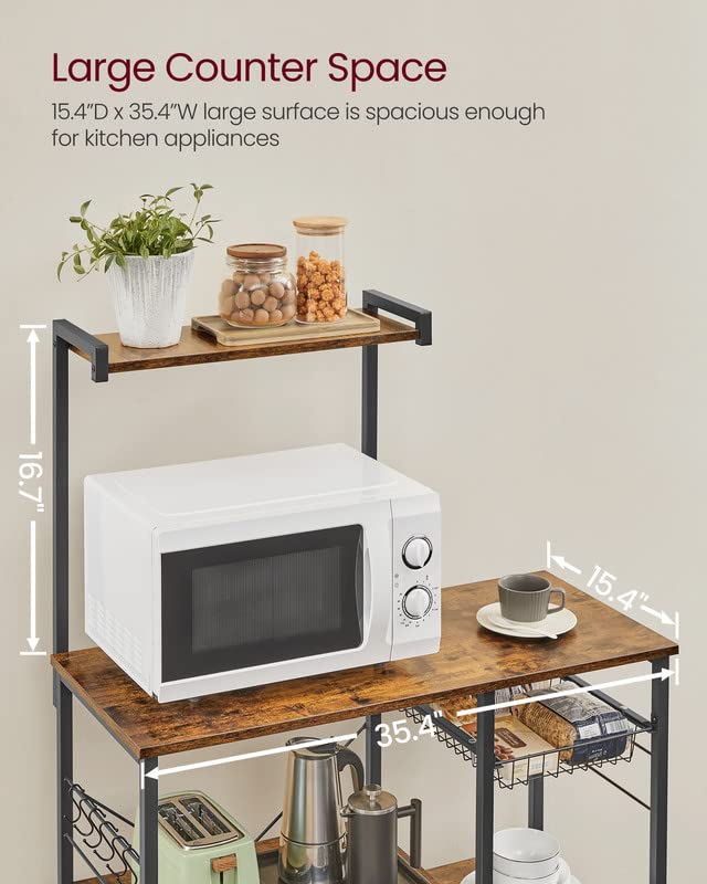 VASAGLE Baker's Rack, Microwave Stand, Kitchen Storage Rack with Wire