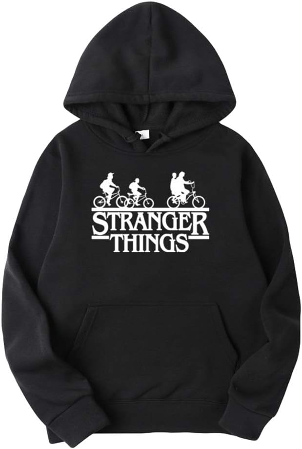 Yuanu Mens Womens Stranger Things Hoodies Sports Casual Long Sleeve Sweater Pullover Jumper Printing Velvet Lining Hip Hop Baggy Hooded Sweatshirt