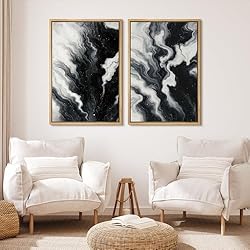 MUDECOR Framed Canvas Print Wall Art Set Monochrome