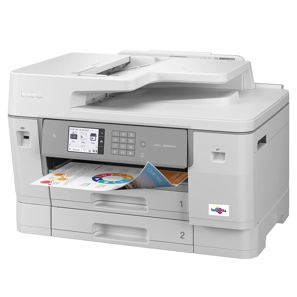 Brother INKvestment Tank Color All in One Printer for Small Business with 11 x 17 in Scanning, Wireless Printing, and Triple Layer Security - Up to 1-Year of Ink Included (MFC-J6955DW)
