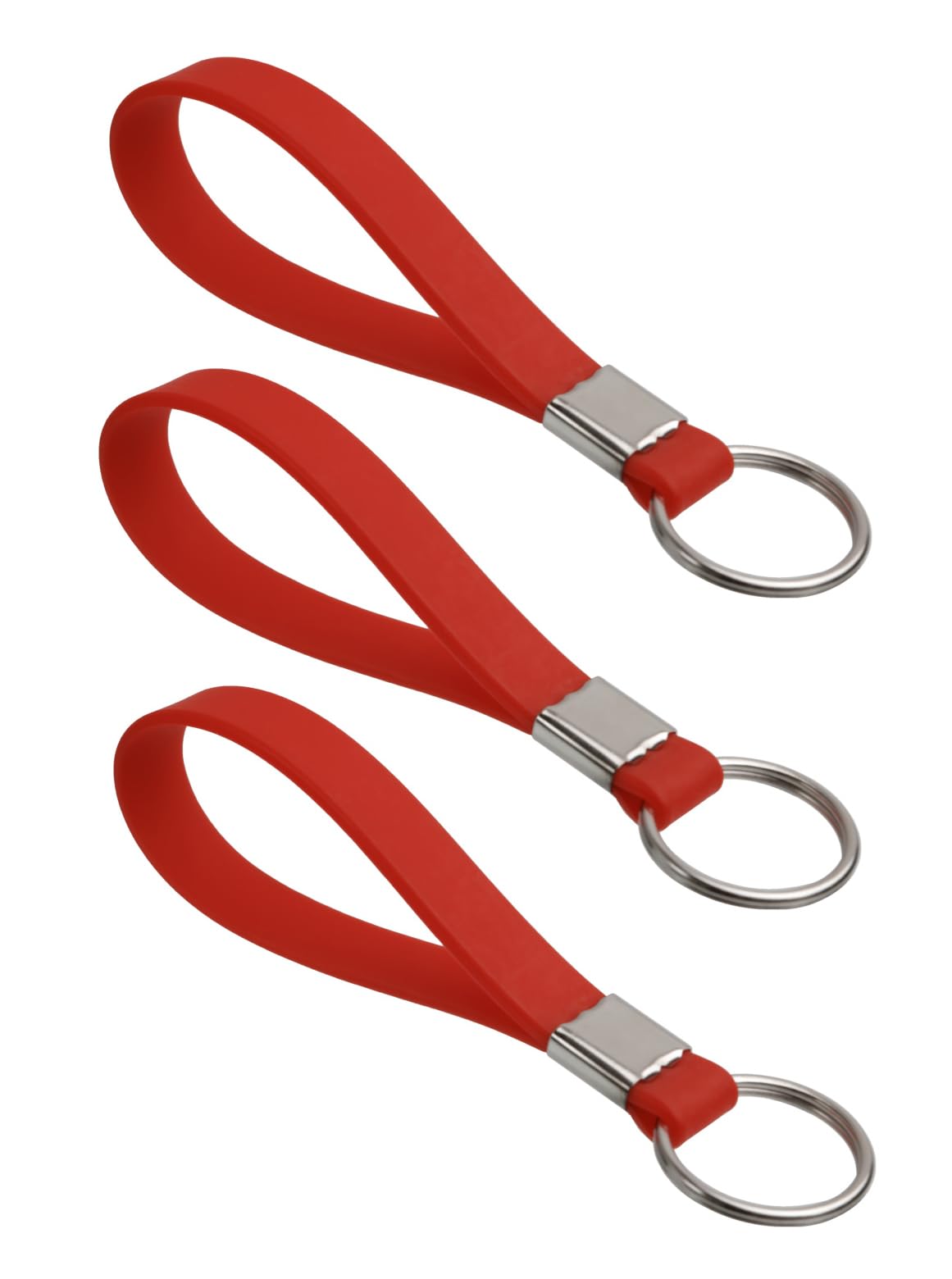 Harts Multi pack of three Heavy Duty Identification Silicon Key Ring loops Fob. (3 Red)