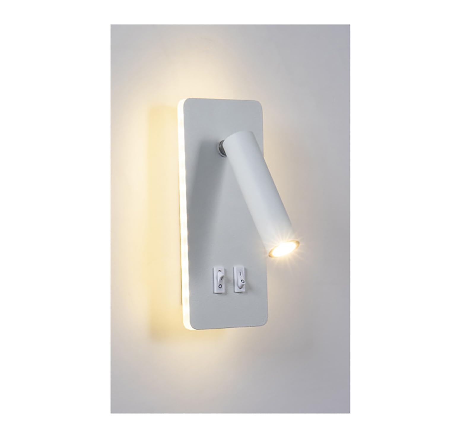 GUSGL Modern Plug in Wall Sconce，Bedroom LED Wall Mounted Reading Lights Adjustable 3W Spotlight +6W Background Light 3000K