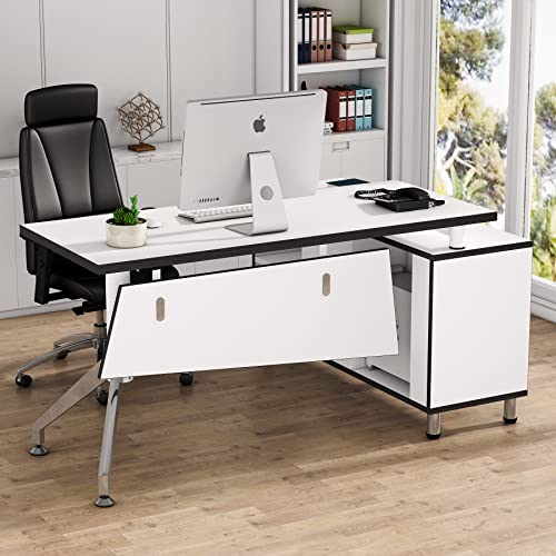 Tribesigns Modern LShaped Office Desk with File 55 inch Large