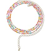Rainbow Seed Beaded Waist Beads Chain Belt for Women Girls Colorful Bead Boho Summer Beach Bikini Belly Chains Sexy African Body Accessories Jewelry Gifts