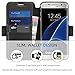 Galaxy S7 Edge Case, SHIELDON Flip Folio [Kickstand Feature] Genuine Leather Wallet Case with Credit Card Holders Cash Slot for Samsung Galaxy S7 Edge - Black