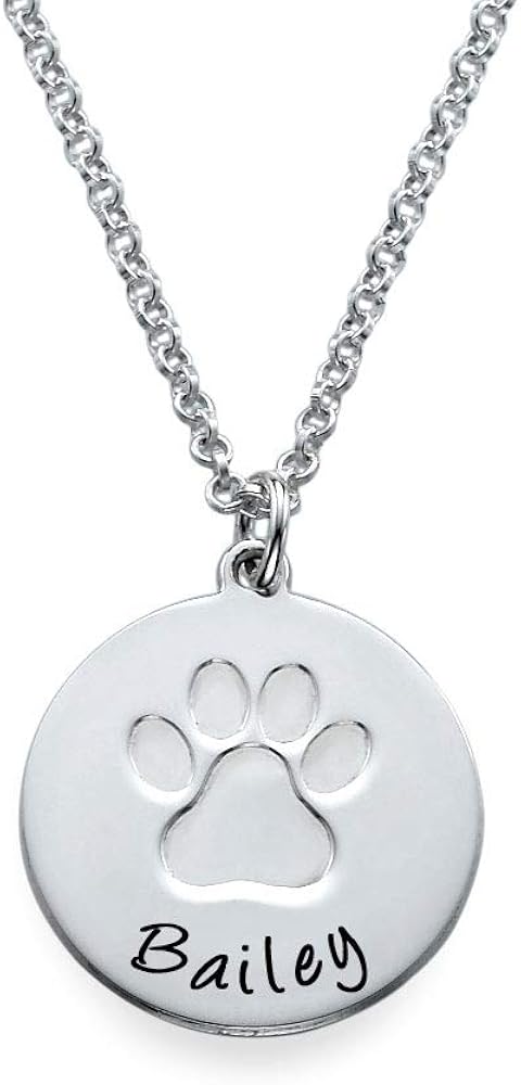 engraved dog paw necklace