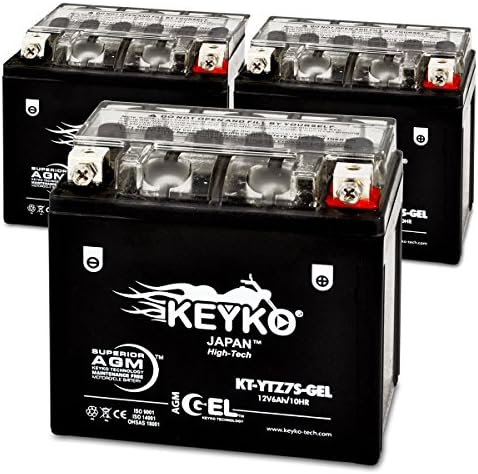 Honda 50cc NPS50 S Ruckus 2008 YTZ7S Powersport Motorcycle YTZ7S-BS Battery - Maintenance Free AGM GEL Extreme High Performance 12V Replacement Genuine KEYKO - 3 Pack