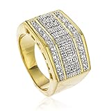 JOTW Men's Goldtone Iced Out Block Style Finger Ring Sizes 8-13 (J4-C096-5J91)