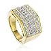 Men's Goldtone Iced Out Block Style Finger Ring Sizes 8-13 (J4-C096-5J91)