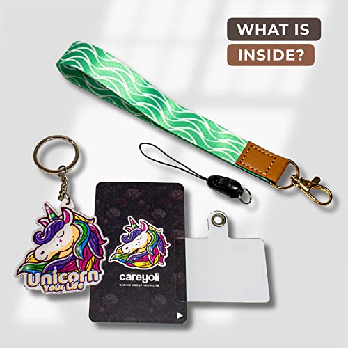 CAREYOLI Keychain Accessories – Unique Unicorn Keychain, Lanyard, Phone Tether, Detachable String – Motivational Cute Keychain Set for Smartphone, Backpack, Handbag – Stylish and Colorful Design