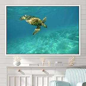 signwin Framed Canvas Wall Art Sea Turtle Colorful...