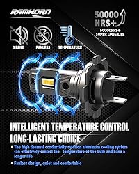 RAMHORN H7 LED Bulbs, 16000 LM 70W 6500K Xenon