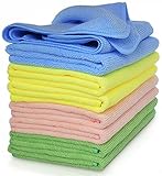 VibraWipe Microfiber Cleaning Cloths, 4 Colors, 8-Pieces. Highly Absorbent, Lint and Streak Free, for Kitchen, Car, Window