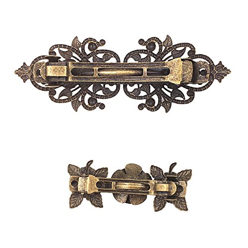 2PCS Retro Vintage Metal French Barrette Clip Hair Clasp Roses Bronze Accessories