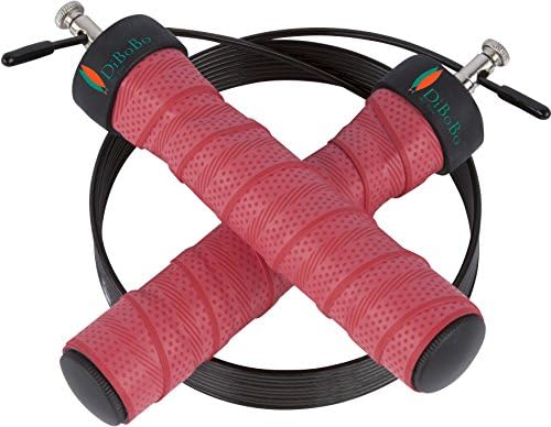 DiBoBo Premium Quality Jump Rope for Home Exercise or Gym Fitness - High-Speed Cardio for MMA, Boxing and Athletic Training - Adjustable Length, Anti-Tangle, Anti-Kink (Red)