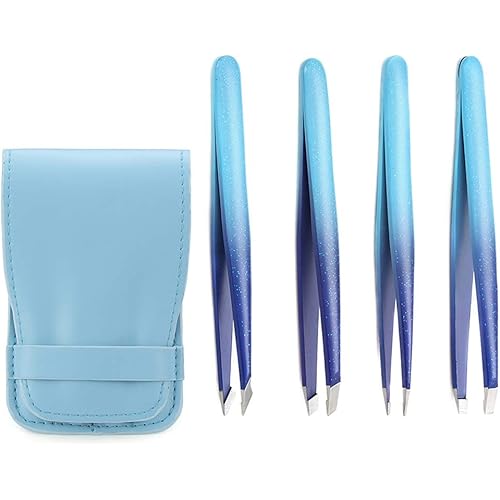 Best Precision Stainless Steel Tweezers,Daily Beauty Tool Tweezers Set for Eyebrows & Facial Hair,Hair Removal Tool Set With Leather Case