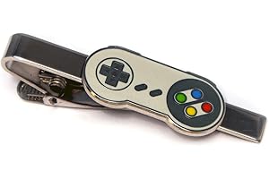 SHAREDIMAGINATION SNES Super Nintendo Tie Clip, NES Nintendo Controller Cufflinks, Retro Gaming Jewelry, SNES Cuff Links, Super Mario Brothers Legend of Zelda Metroid Wedding Groomsman Groomsmen Gifts
