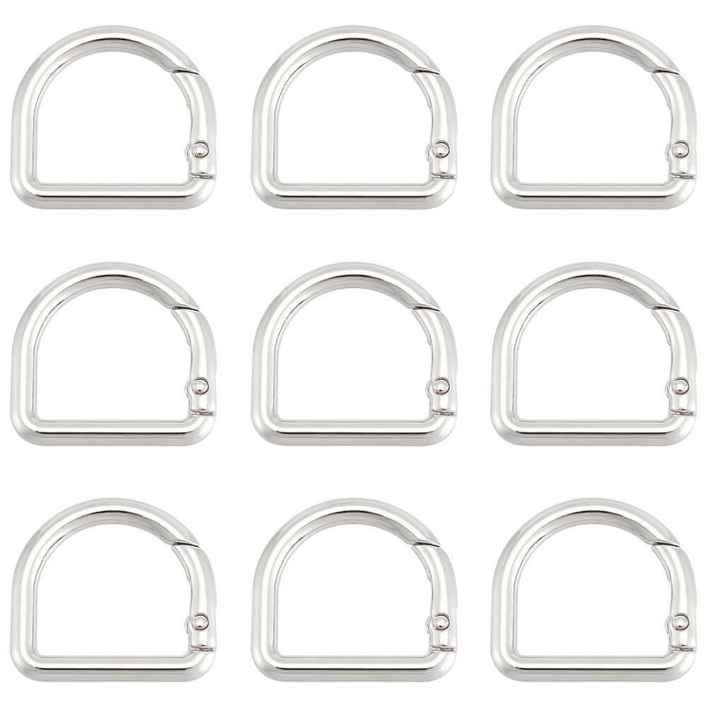 Photo 1 of UNICRAFTALE 10pcs Alloy Spring Gate D Ring Metal Clip Keychain Hooks Replacement DIY Jewelry Accessories - Silver