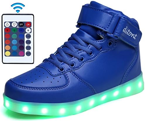 ditont LED Light Up Shoes Flashing Sneakers with Remote for Kids Boys Girls (DT98Blue30)