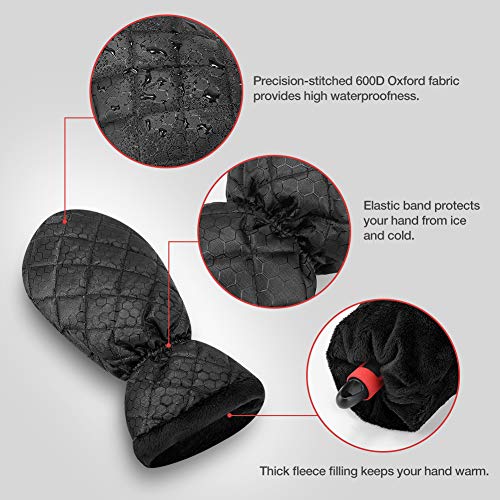 ISILER Ice Scraper Mitt, Car Windshield Snow Scraper Mitten with Durable Handle, Waterproof Snow Remover Glove with Warm Thick Soft Fleece - Thumbnail 2