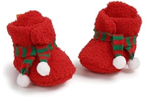 Ohwawadi Infant Baby Boys Girls Slippers Cozy Fleece Booties Soft Bottom Warm Cartoon Socks Newborn Crib Shoes