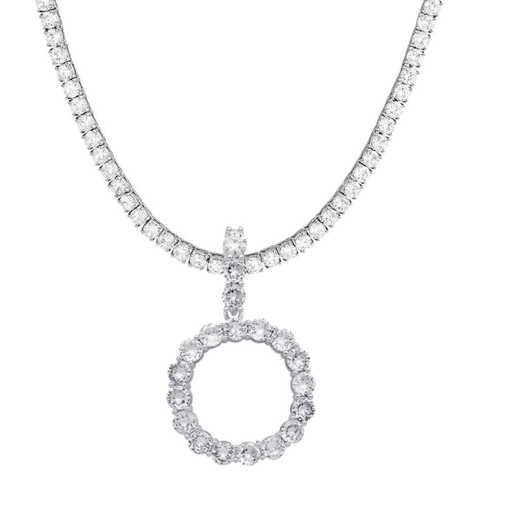 Initial Necklace Silver Tennis Necklaces for Women Tennis Chain custom name necklace Bling CZ personalized Letter Necklace women men, Metal, Cubic Zirconia