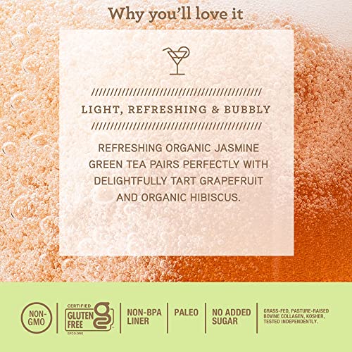 SKINTE Collagen Sparkling Tea Green Tea Grapefruit 3000mg Collagen Peptides & Rich In Super