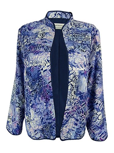 Alfred Dunner Newport Floral Pintucked Open Front Jacket Multi 12P Alfred Dunner Newport Floral Pintucked Open Front Jacket Multi 12P