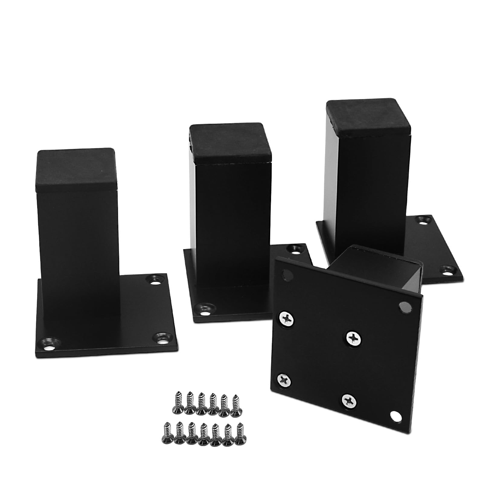 Photo 1 of Saim 4Pcs 4inch Metal Furniture Legs, Square Metal Cabinet Support Foot for Sofa?Cabinet, Bookshelf,Bed and Table - Black