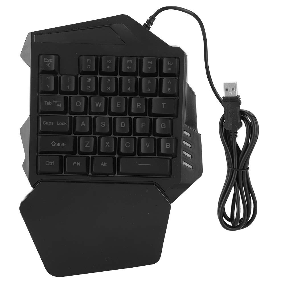 Goshyda Single Hand Gaming Keyboard, Breathing Lights Membrane Keycap Gaming Keyboard with 5 Multimedia Keys, Good for Left Hand User