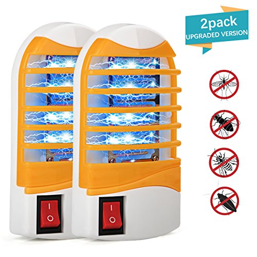 Kungber Bug Zapper, Upgraded Mosquitoes Killer, Indoor Mosquito Zapper Bug Light, Plug-in Electronic Insect Gnat Flying bugs Killer Trap, for Bedroom Home Porch with Blue Night Light (Pack of 2)