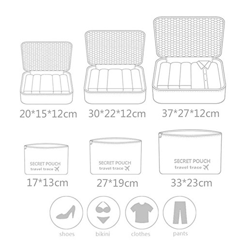 CLKjdz 6 Pcs/Set Square Travel Luggage Storage Bags Clothes Organizer Pouch Case