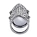 Punk Gray Full Finger Armor Ring W/rhinestone