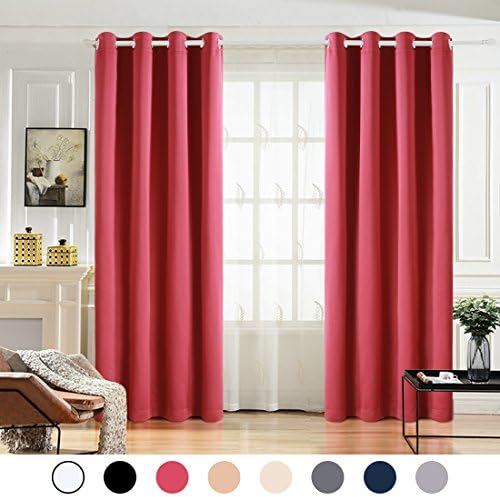 Maevis 99% Blackout Curtains 2 Panels for Bedroom Grommet Top,Light Blocking Draperies Room Darkening Thermal Insulated Window Curtain for Living Room๏ผW52xL95 inch,Wine red๏ผ
