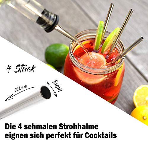 MHC Bar’n’More 8 Edelstahl-Strohhalme inkl. 2 Reinigungsbürsten | 4X 0,5mm & 4X 0,8mm Wiederverwendbare Metall… – Bild 4