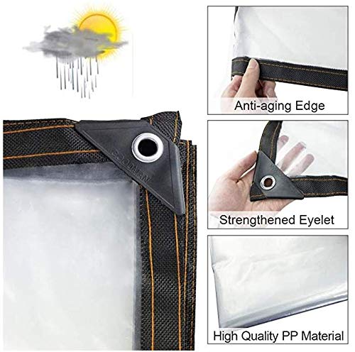 AITREASURE 6.5ft×13ft Tarpaulin Transparent Waterproof Clear Tarps with Grommets 14 Pieces Ball Bungee Cords 6 Inch for Plants Greenhouse, Pet Hutch Roof