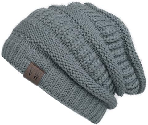 Vmevo Winter Thick Slouchy Beanie Hat Unisex Soft Oversized Baggy Cap Warm Chunky Stretch Cable Knit Ski Hat