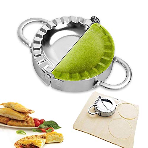 Dumpling Maker - Dumpling Press, 304 Stainless Steel Empanada Press, Easy-tool for Dumpling Wrapper Dough Stamp Cutter Pastry Pie Making By JY COOKMENT (9.5cm/3.75" Large)