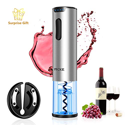 PFCKE Electric Wine Bottle Opener Stainless Steel USB Rechargeable Cordless Auto Corkscrew Wine Opener with Foil Cutter For Home Bar Family Gatherings