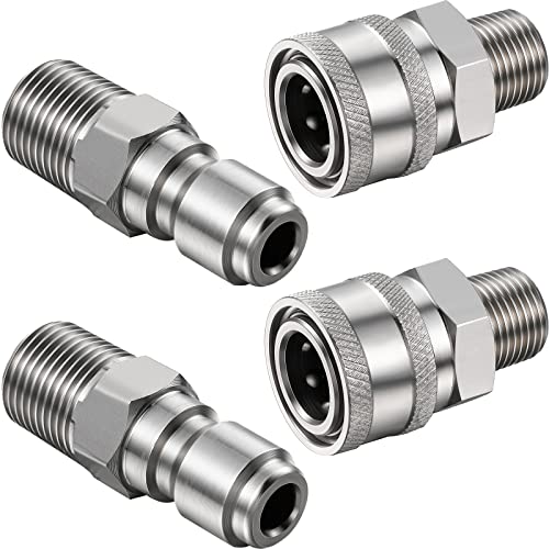 Hotop 2 Sets NPT 3/8 Inch Stainless Steel Male and