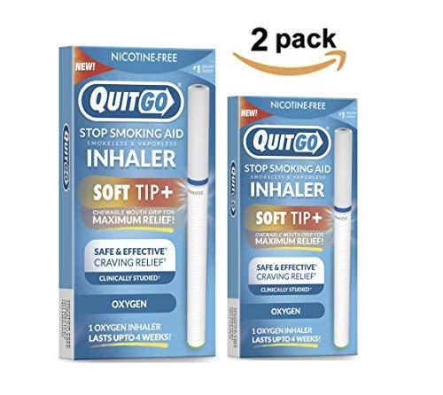 QuitGo Oral Fixation Support, Clinically Studied, Oxygen Inhaler to Stop Smoking, Includes Free How to Quit Smoking Step-by-Step Guide (2 Pack, Oxygen Inhaler)