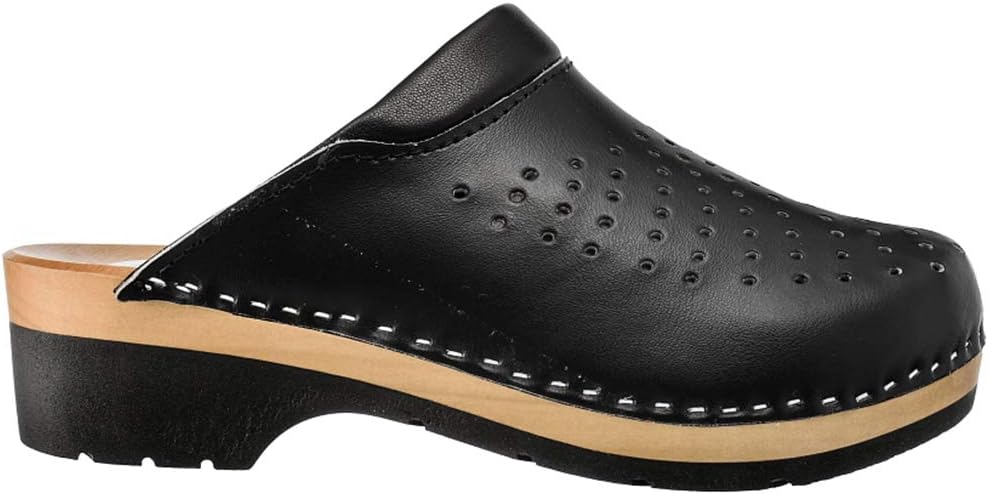ESTROClogs for Women Chef Ladies Shoes Kitchen Wooden Rubber Safety Clogs Mules CDL02