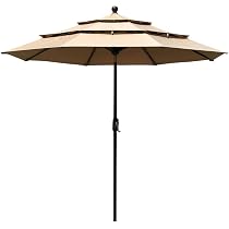 Amazon Com Eliteshade Sunbrella 9ft 3 Tiers Market Umbrella Patio Outdoor Table Umbrella With Ventilation And 5 Years Non Fading Top Heather Beige Garden Outdoor