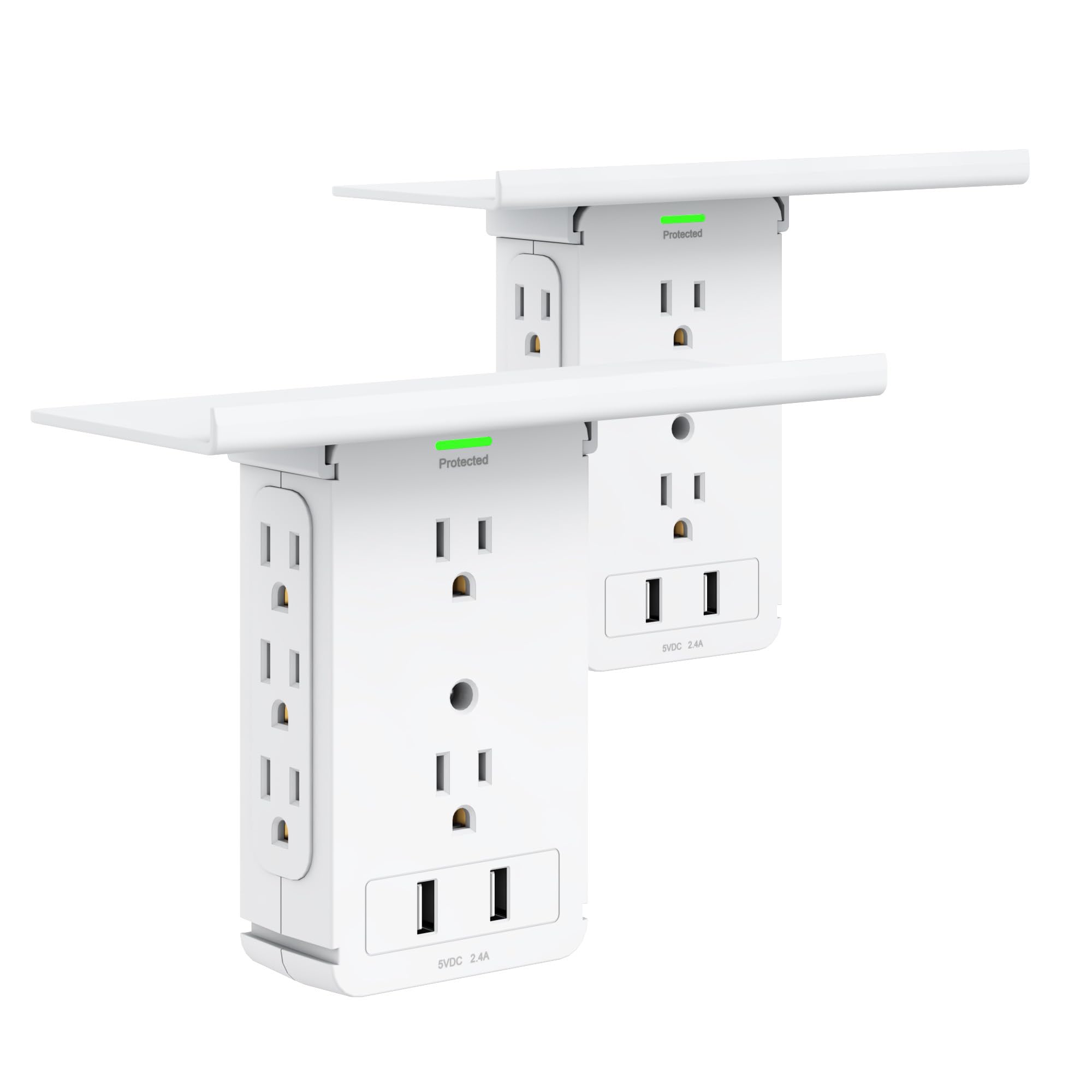Photo 1 of ***ONLY 1 IS INCLUDED***Socket Wall Shelf-CFMASTER 10 Port Surge Protector Wall Outlet, 8 Electrical Outlet Extenders and 2 USB Ports 2.4A, with Removable Built-In Shelf, FCC Listed (2, White)***ONLY 1 IS INCLUDED***