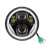 Funlove 5 3/4 5.75 Inch LED Headlight Halo with DRL for Harley Davidson Motorcycles