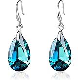 Austrian Crystal Teardrop Dangle Hook Earrings for Women 14K Gold Plated Hypoallergenic Jewelry